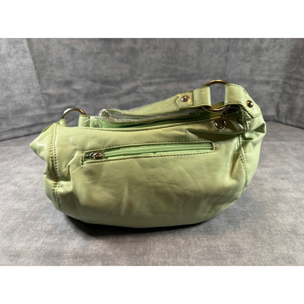 Y2K Green Studded Hobo Shoulder Bag Purse Slouchy Silver Tone Hardware